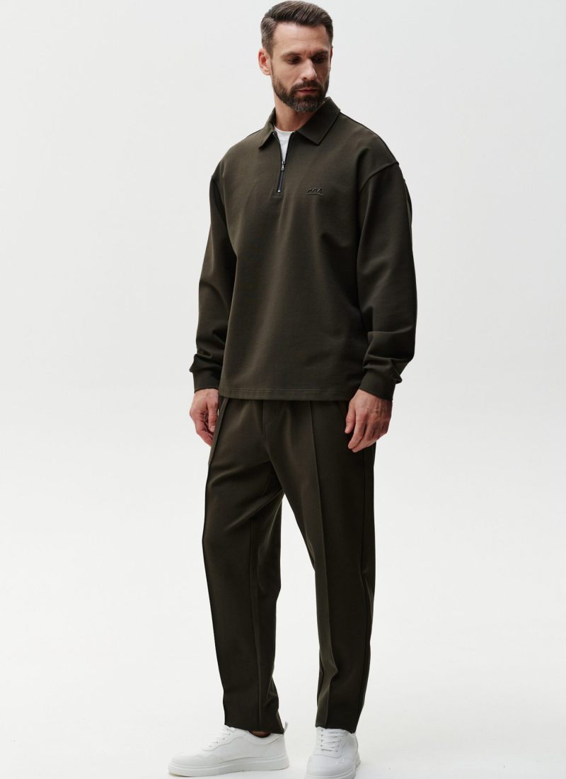 Джемпер с воротником на молнии Classic Nikasport, 3M5CL32E1-15DRK/GRN13, цвет темный хаки