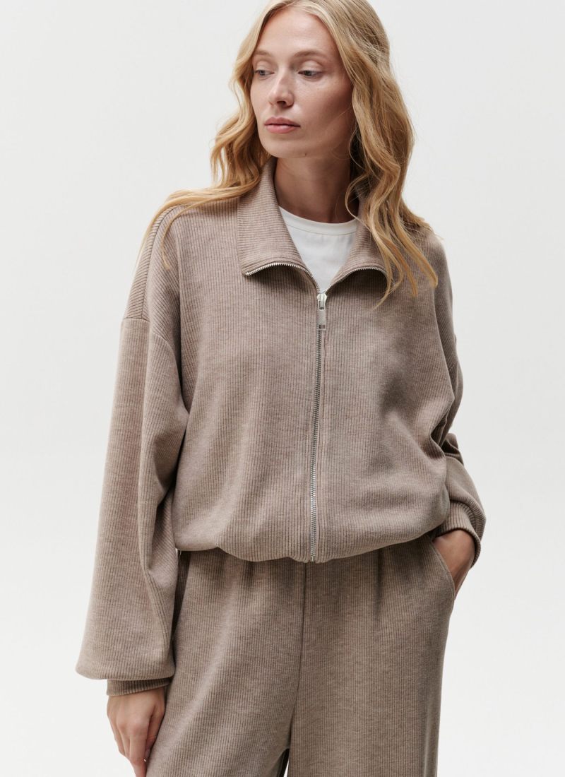 Джемпер на молнии с воротником-стойкой Nikasport, 2W4SW314E1-25BGE/MLG67, цвет бежевый