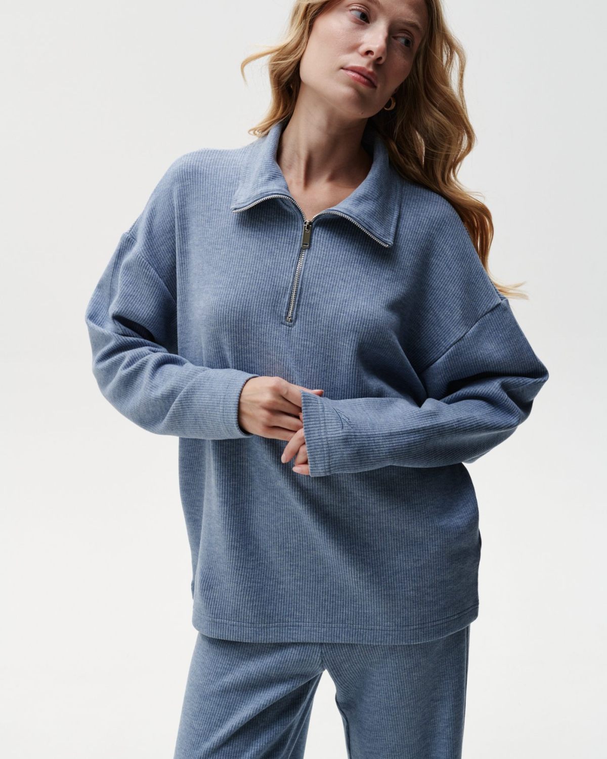 Джемпер с воротником на молнии Softwear SOBOI, 2W4SW32E1-25LGT/BLU78, цвет голубой