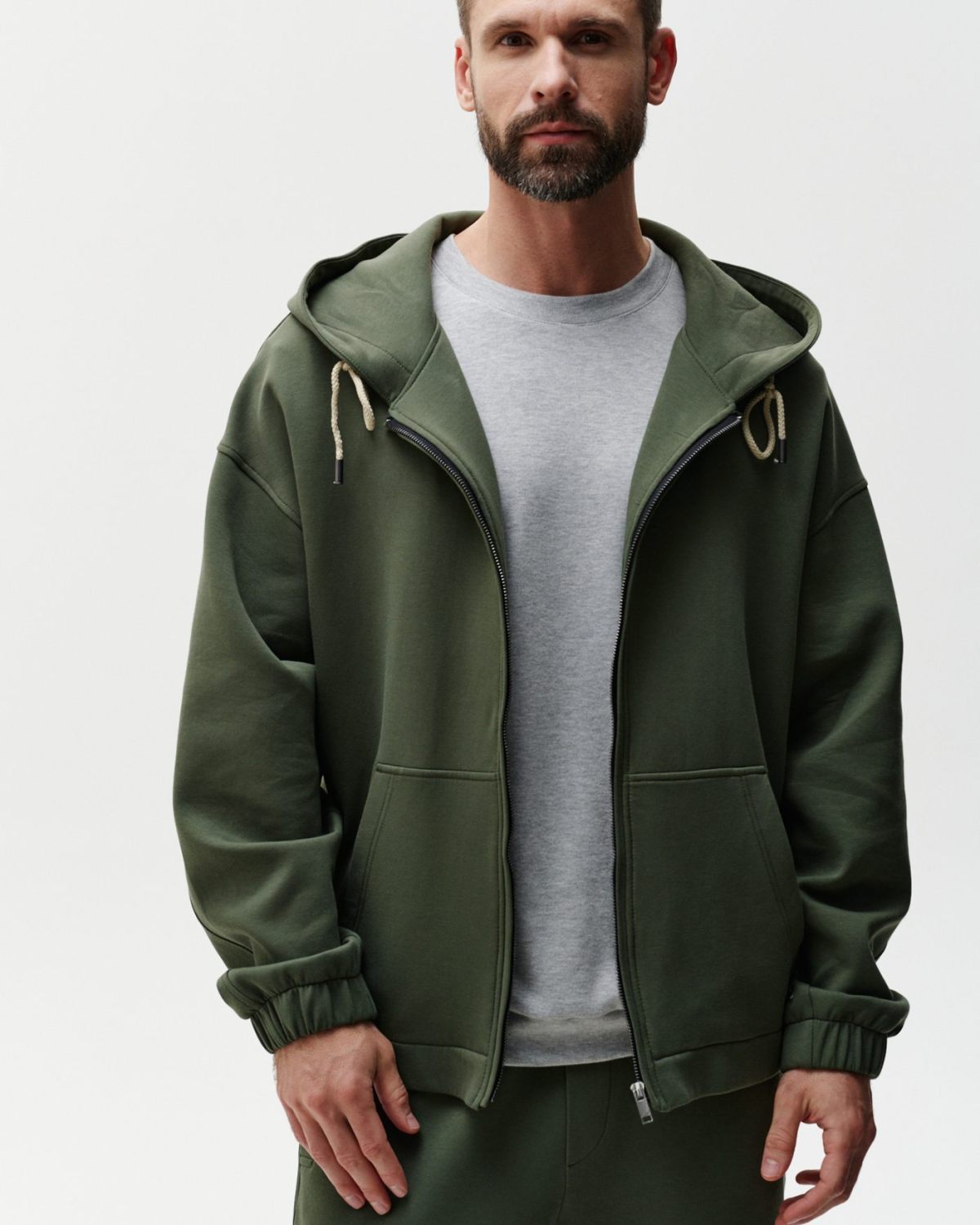 Худи на молнии Pure SOBOI, SSM3PR34E1-13OLV20, цвет оливковый