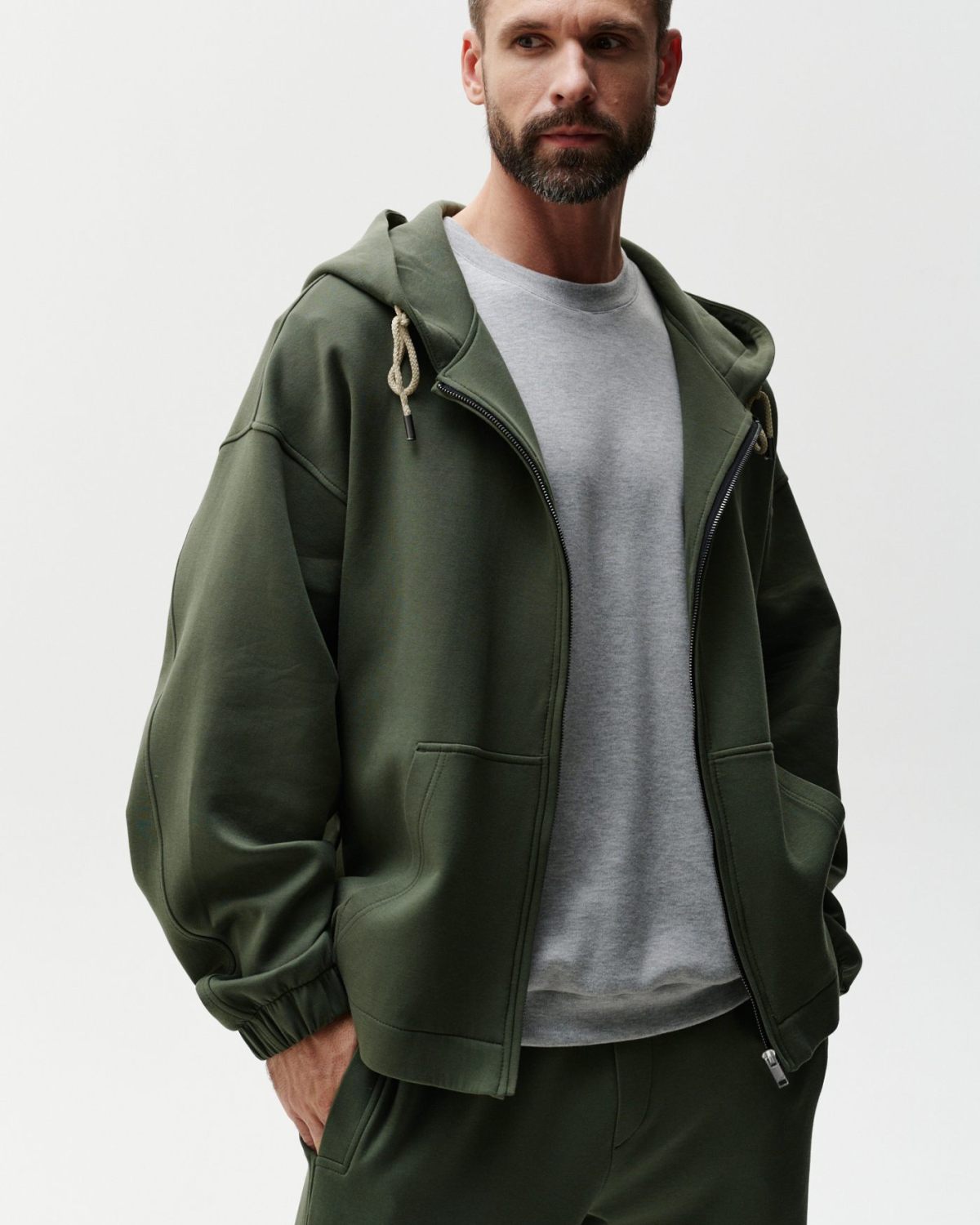 Худи на молнии Pure SOBOI, SSM3PR34E1-13OLV20, цвет оливковый