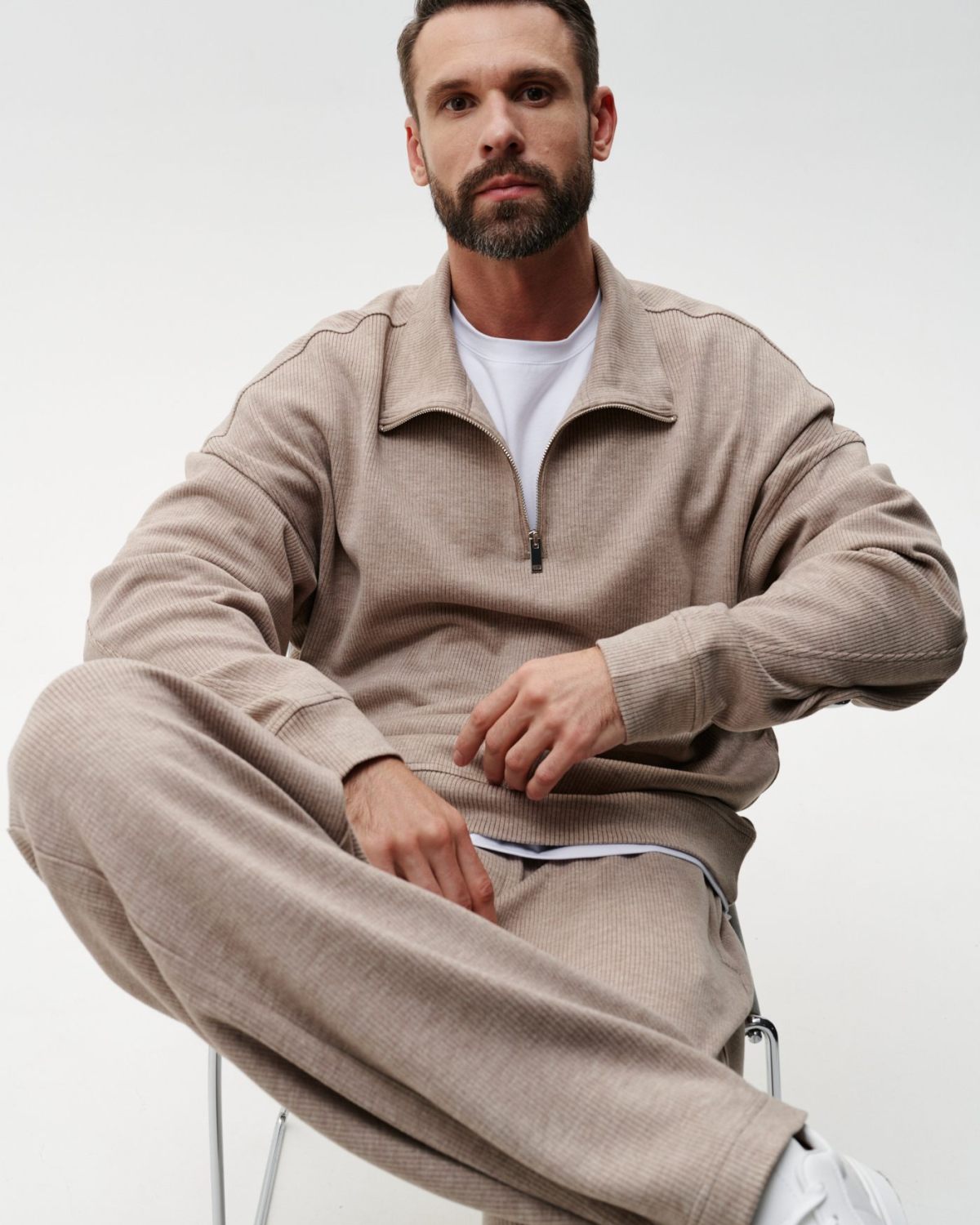 Джемпер с воротником на молнии Softwear SOBOI, 2M4SW32E1-25BGE/MLG21, цвет бежевый