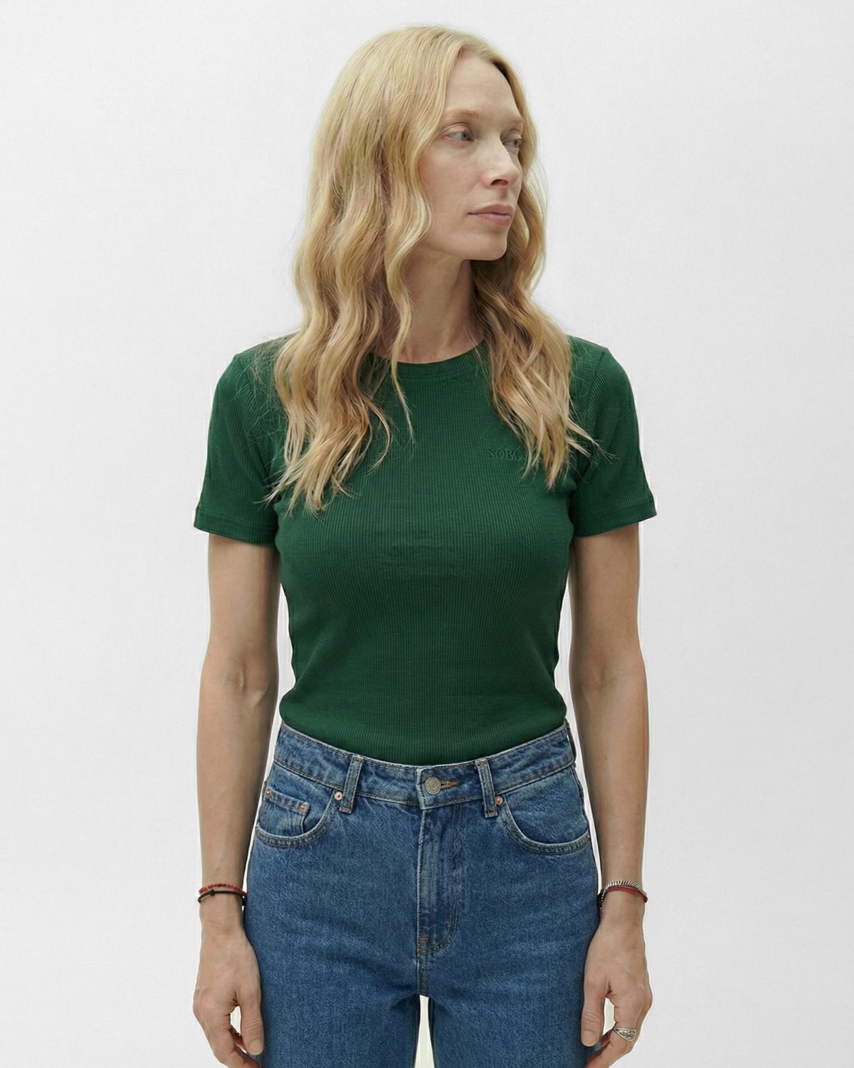 Футболка Slim Classic SOBOI, SBW5CL47E1-51DRK/GRN101, цвет зеленый