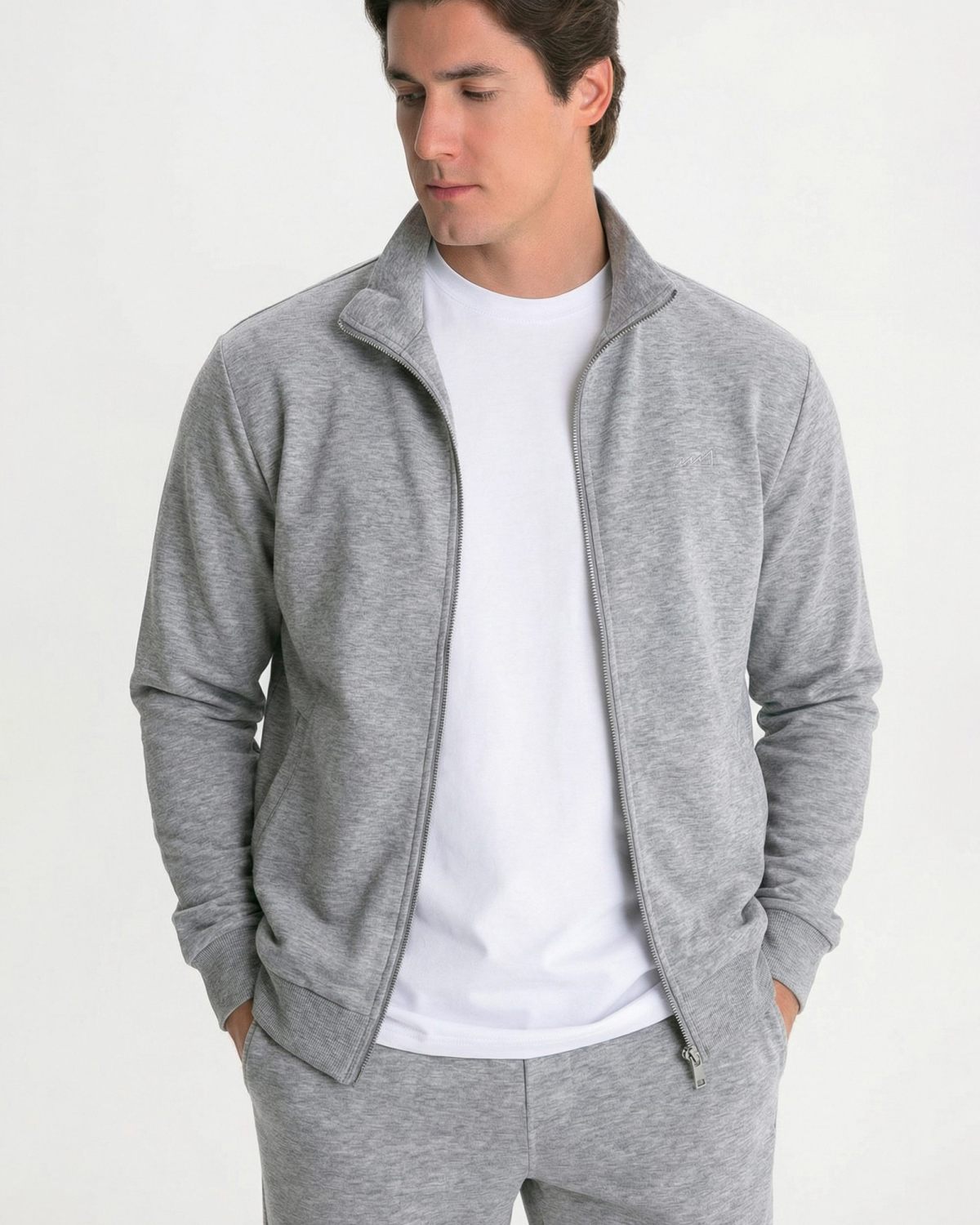 Джемпер с воротником-стойкой на молнии Classic SOBOI, M5CL314-GRY/MLG, цвет серый меланж