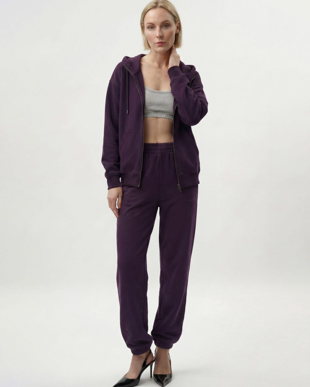 Худи на молнии Classic SOBOI, W5CL34-PLM, цвет сливовый