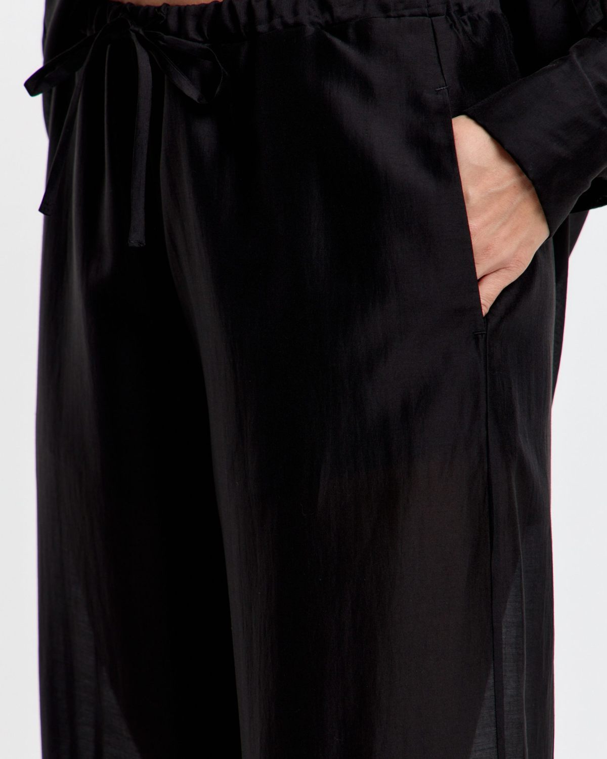 Полупрозрачные широкие прямые брюки "Марина" SOBOI, SBW2SM84W-23BLK101, цвет черный