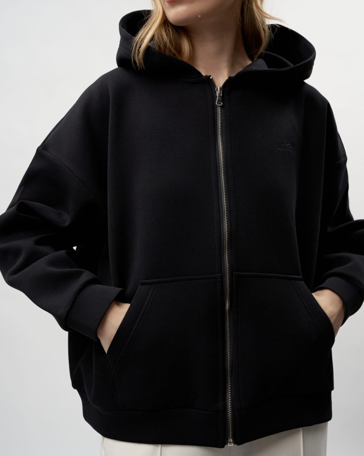Худи на молнии Pure SOBOI, W5CLP34-BLK, цвет черный