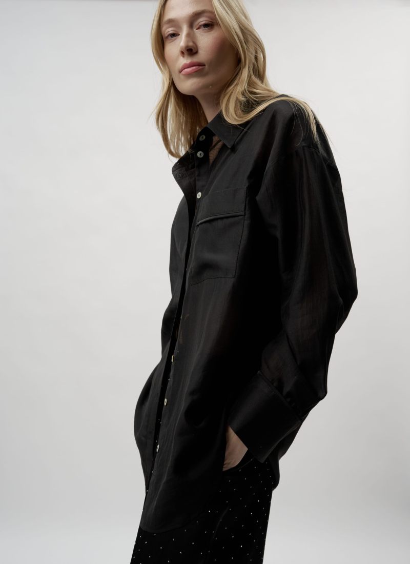 Полупрозрачная рубашка с длинным рукавом NY Nikasport, SBW2NY53W-23BLK101, цвет черный