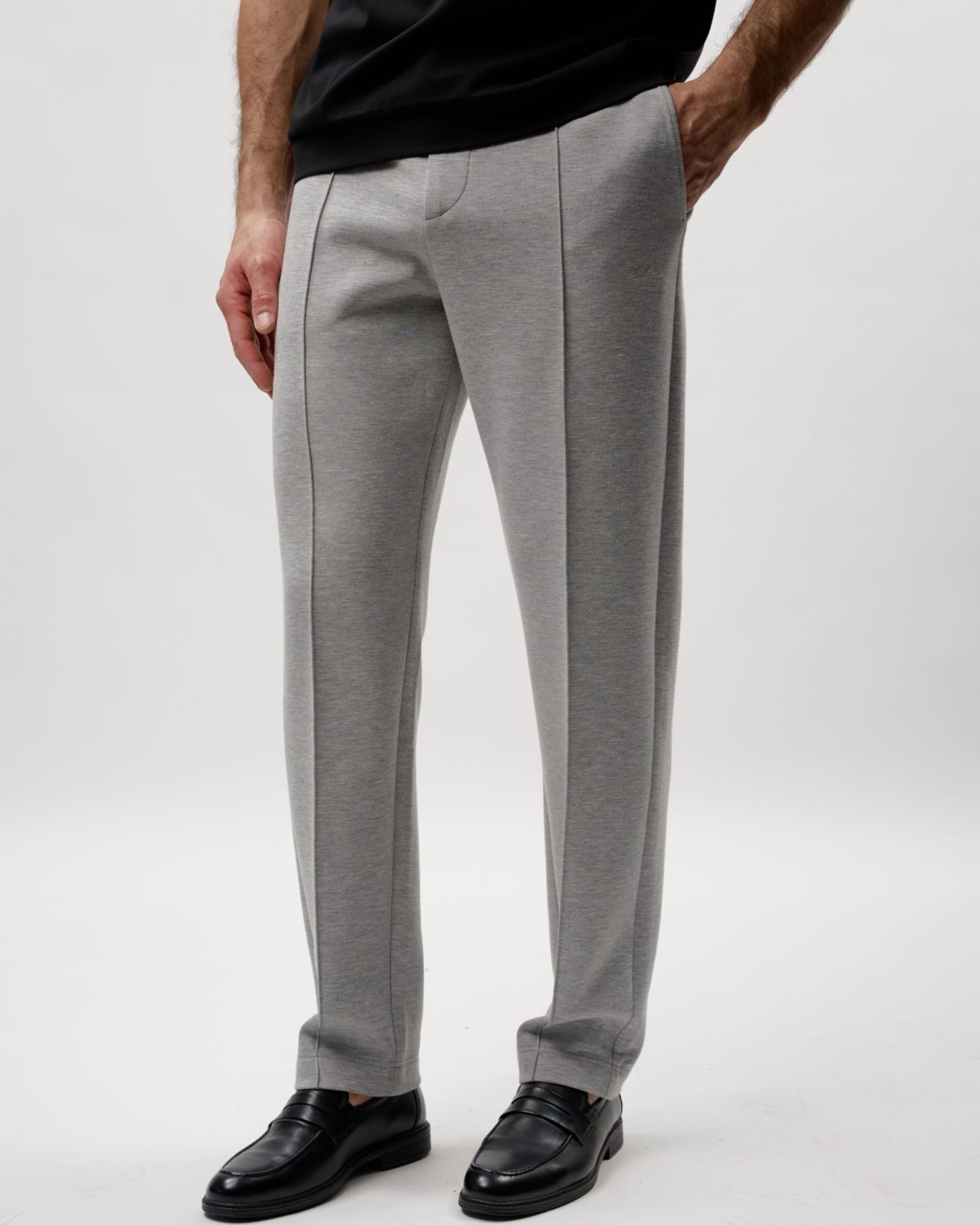 Брюки прямые со стрелками Pure SOBOI, M5CLP811-GRY/MLG, цвет серый меланж