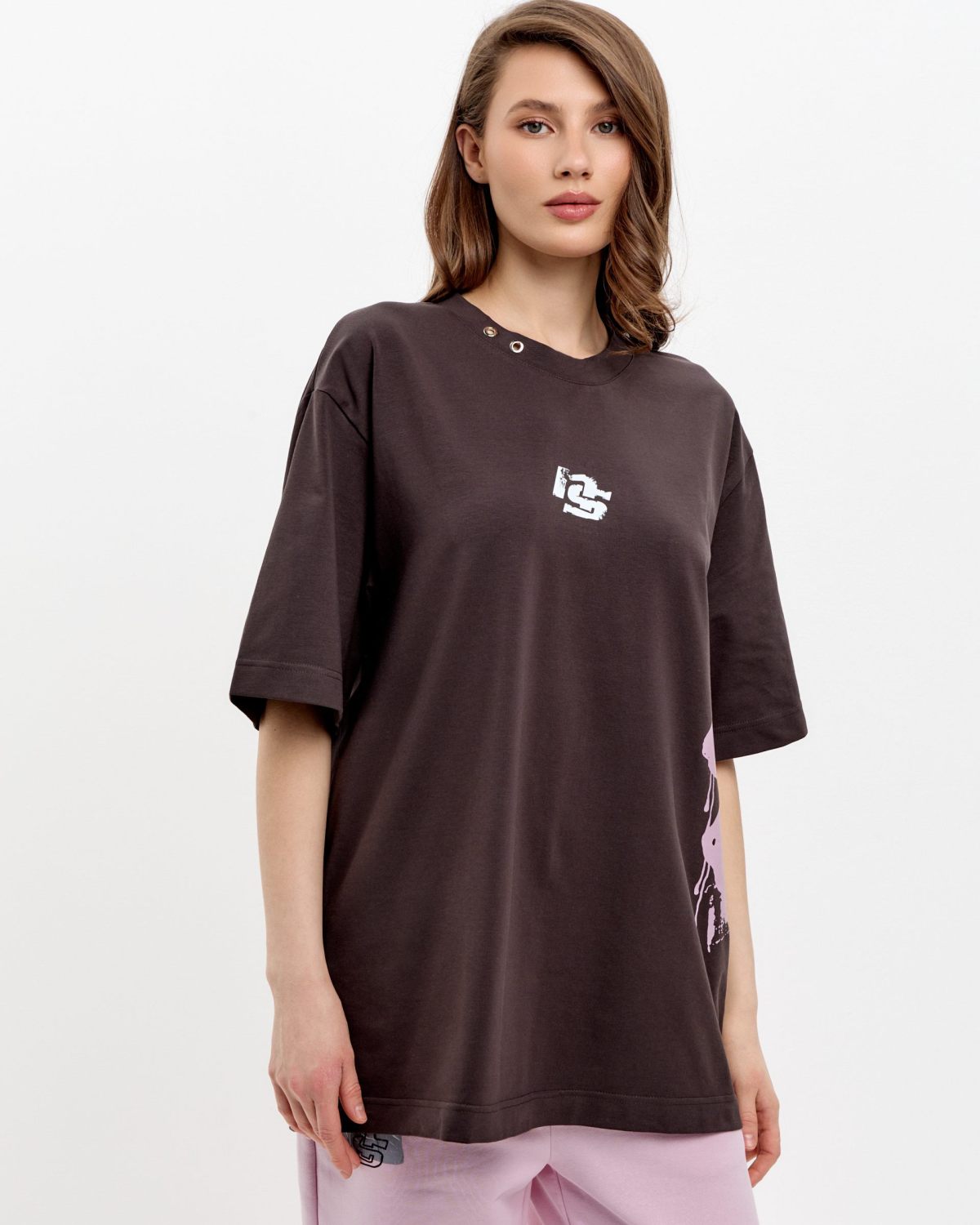 Футболка Oversize Oops SOBOI, W4OPS43-CHO, цвет шоколадный