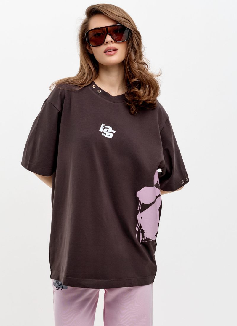 Футболка Oversize Oops SOBOI, W4OPS43-CHO, цвет шоколадный