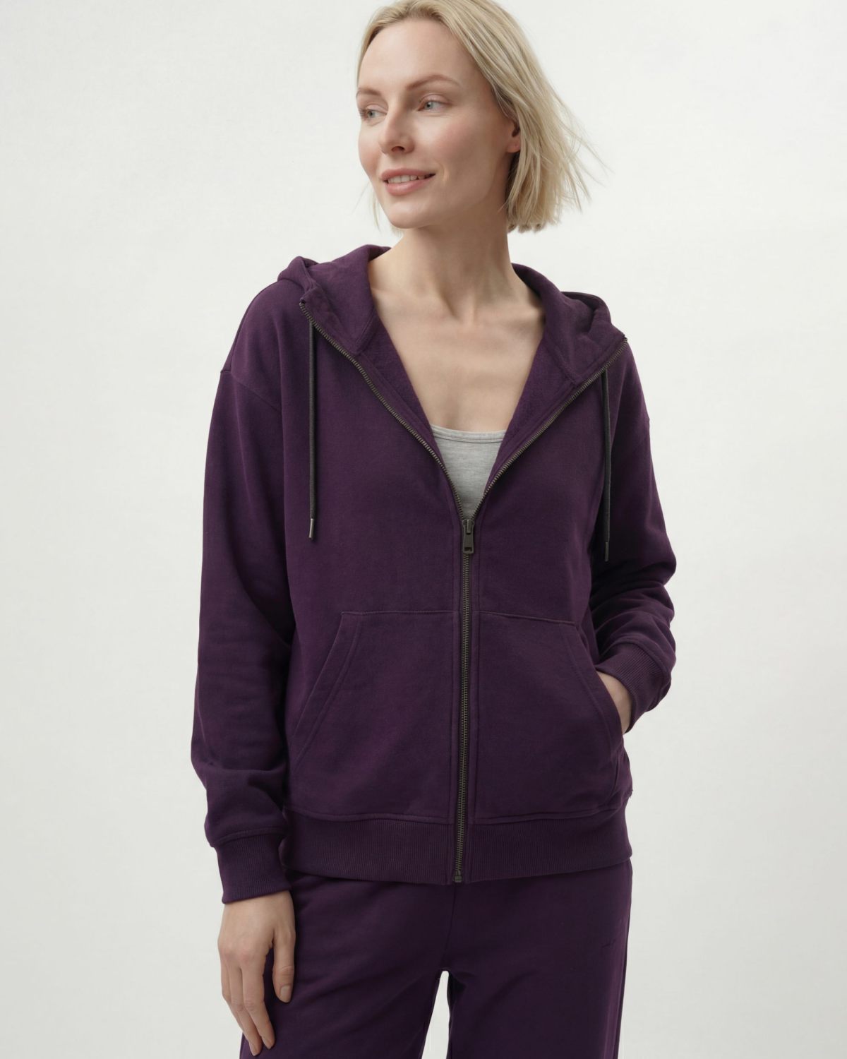 Худи на молнии Classic SOBOI, W5CL34-PLM, цвет сливовый