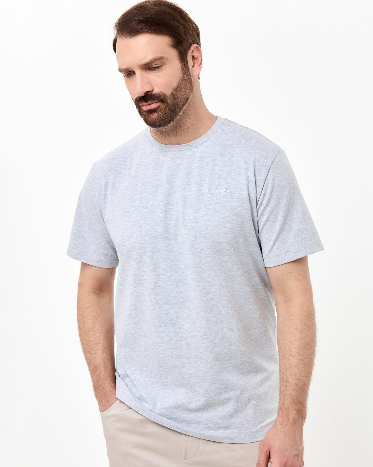 Футболка Regular Classic SOBOI, M5CL42-GRY/MLG, цвет серый меланж