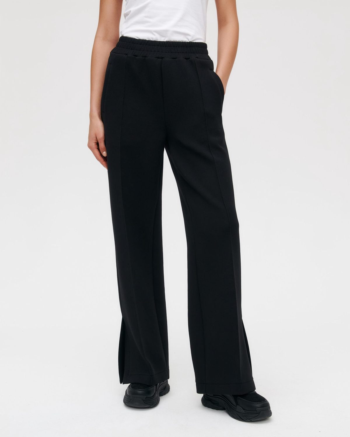 Брюки широкие со стрелками Pure Nikasport, W5CLP84-BLK, цвет черный