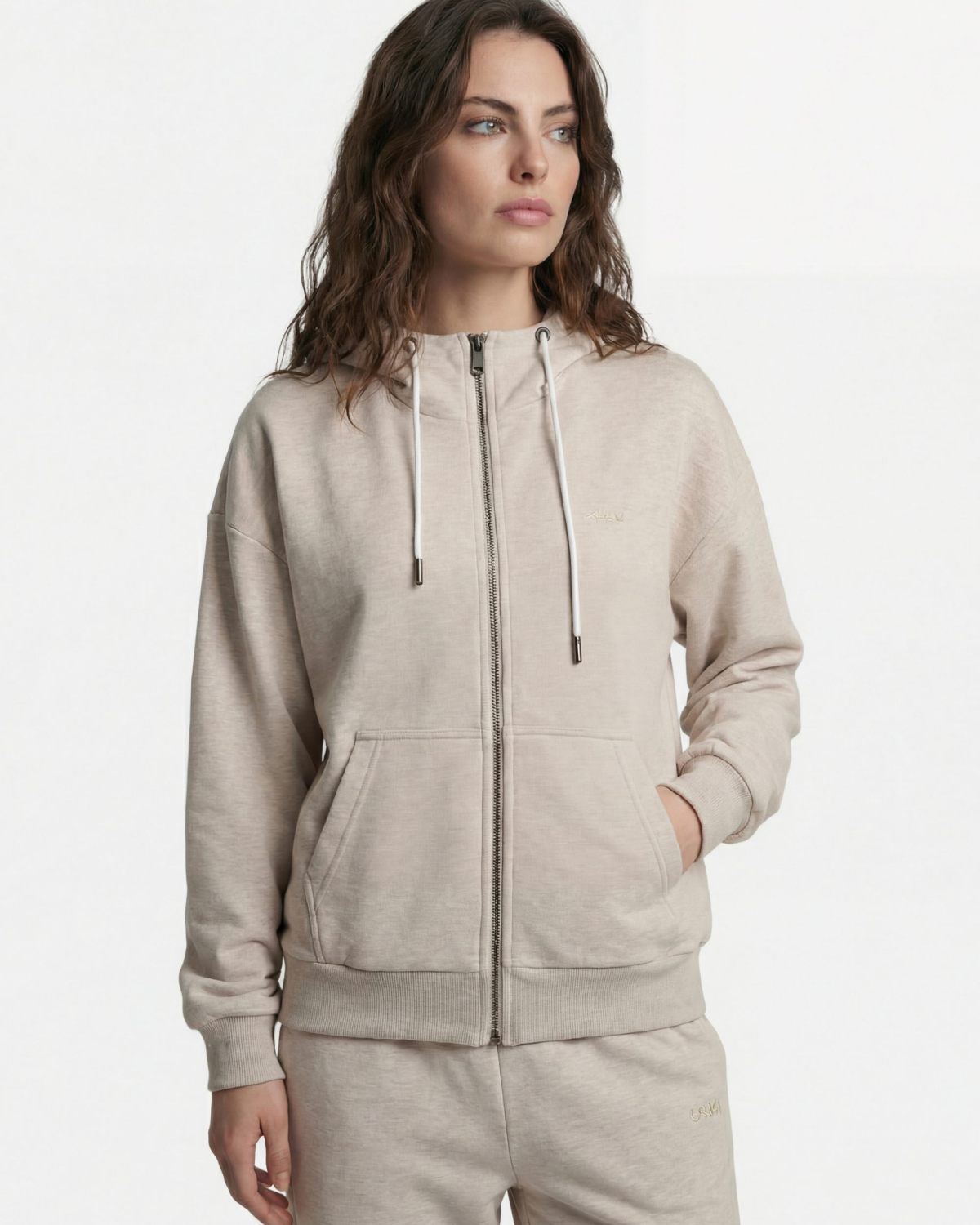 Худи на молнии Classic SOBOI, W5CL34-BGE/MLG, цвет бежевый