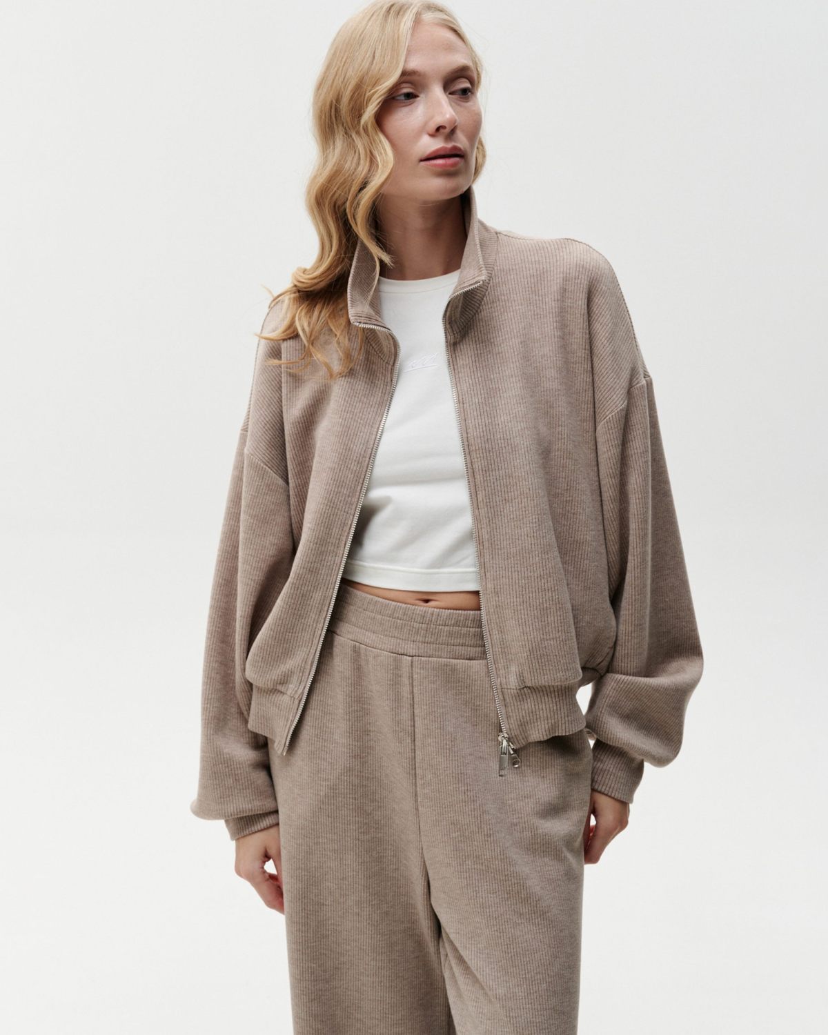 Джемпер на молнии с воротником-стойкой Softwear SOBOI, 2W4SW314E1-25BGE/MLG67, цвет бежевый