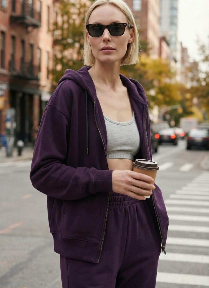 Худи на молнии Classic SOBOI, W5CL34-PLM, цвет сливовый