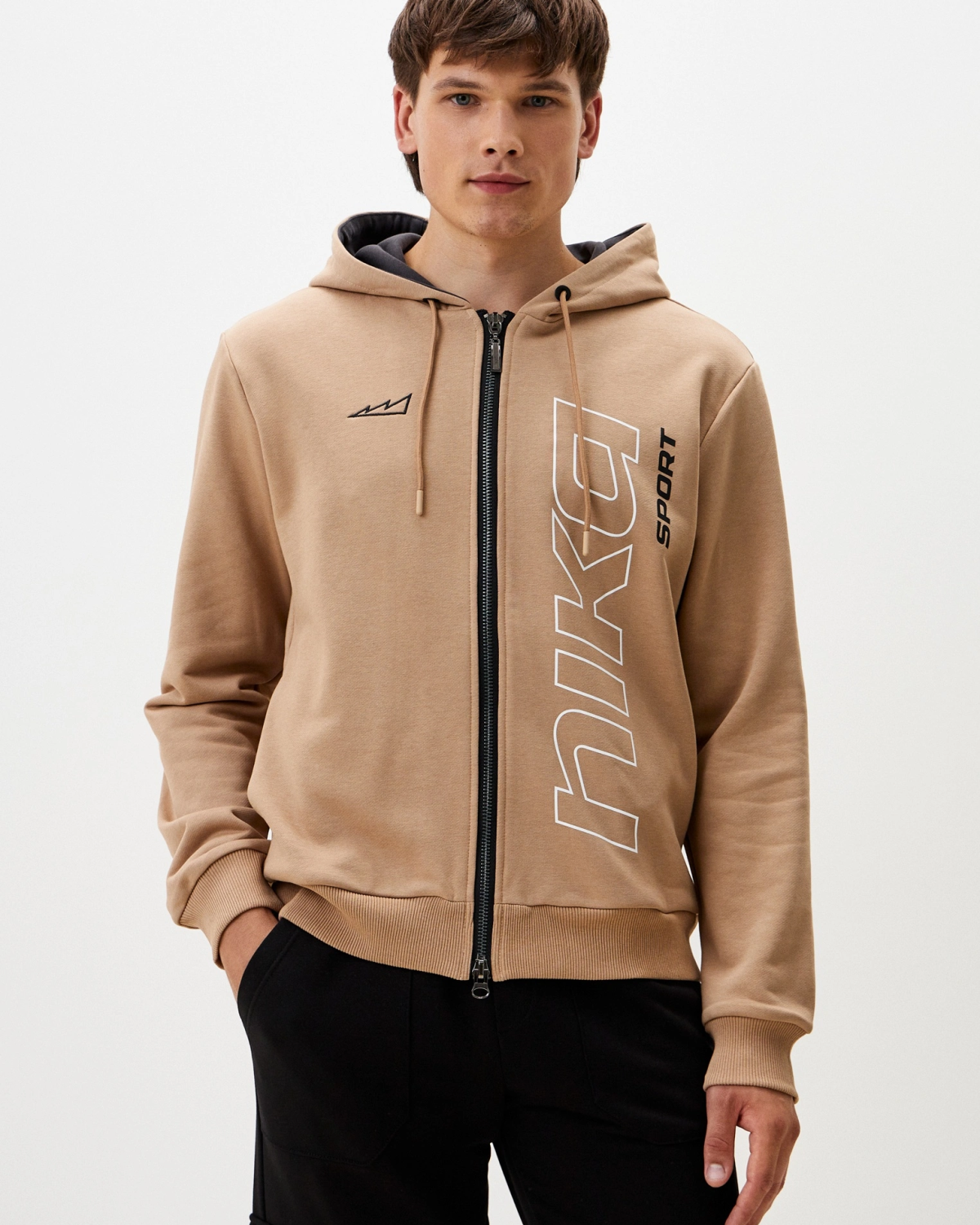 Худи на молнии Beige & Grey Nikasport, BG25-M92-BGE, цвет бежевый