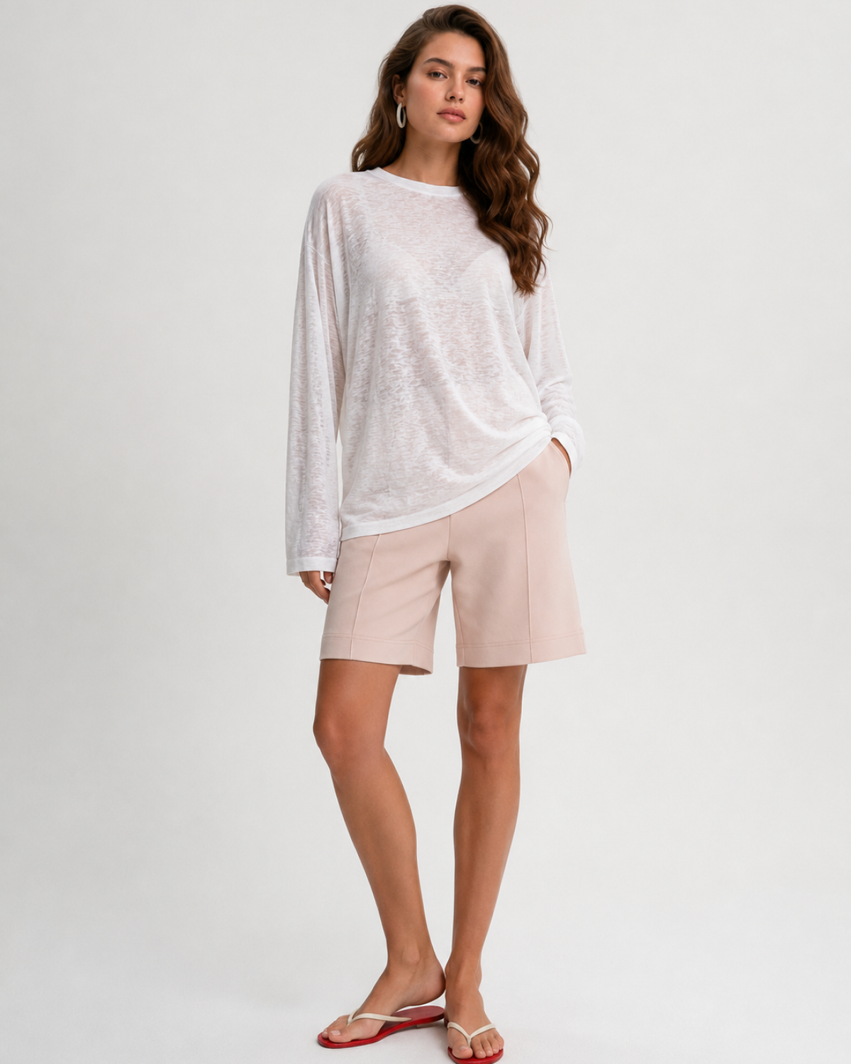Лонгслив полупрозрачный Oversize Softwear SOBOI, W4SFW411-ECR, цвет экрю
