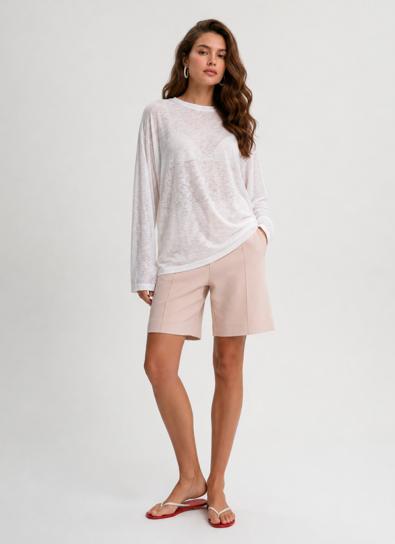 Лонгслив полупрозрачный Oversize Softwear SOBOI, W4SFW411-ECR, цвет экрю