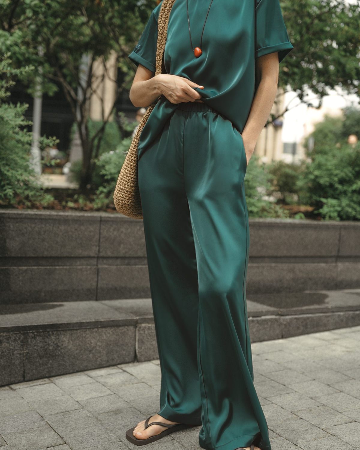 Брюки широкие Gardenika Nikasport, W3GN84-DRK/GRN, цвет зеленый