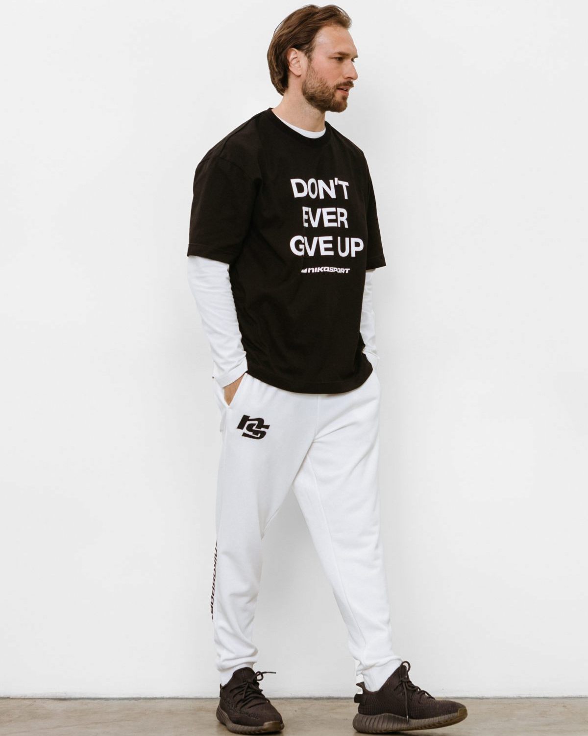 Футболка Oversize Black&White Nikasport, BW12-M42-BLK, цвет черный