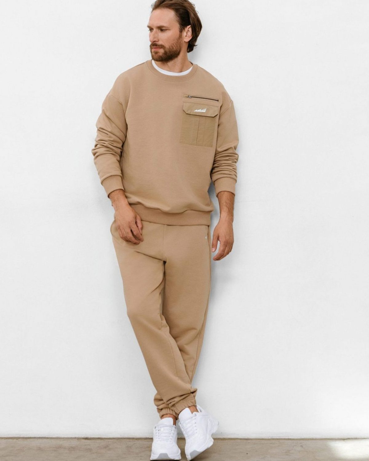 Свитшот c накладным карманом Beige & Grey Nikasport, BG21-M11-BGE, цвет бежевый