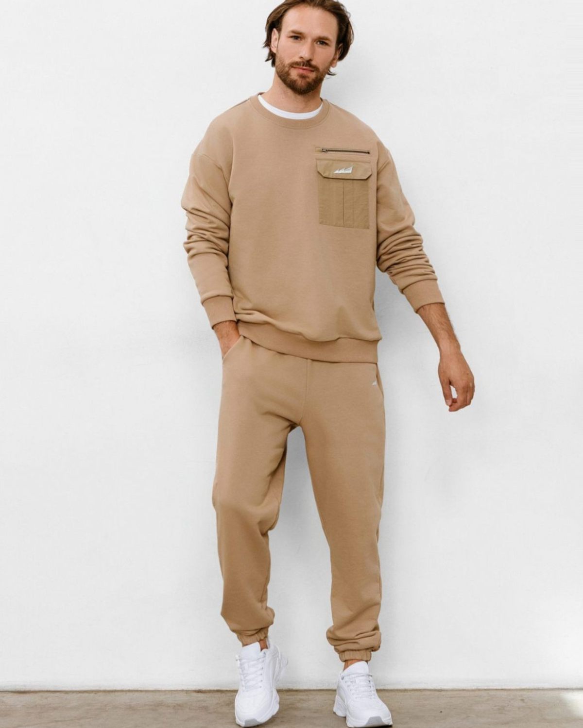 Свитшот c накладным карманом Beige & Grey Nikasport, BG21-M11-BGE, цвет бежевый