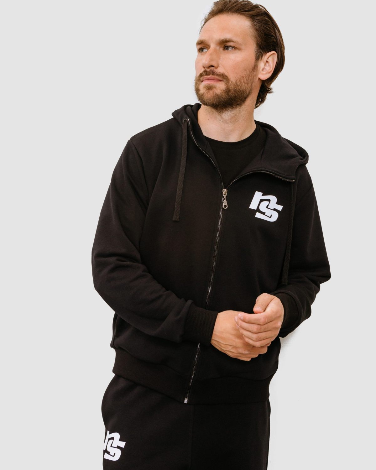 Худи на молнии Black & White Nikasport, M4BW34-BLK, цвет черный