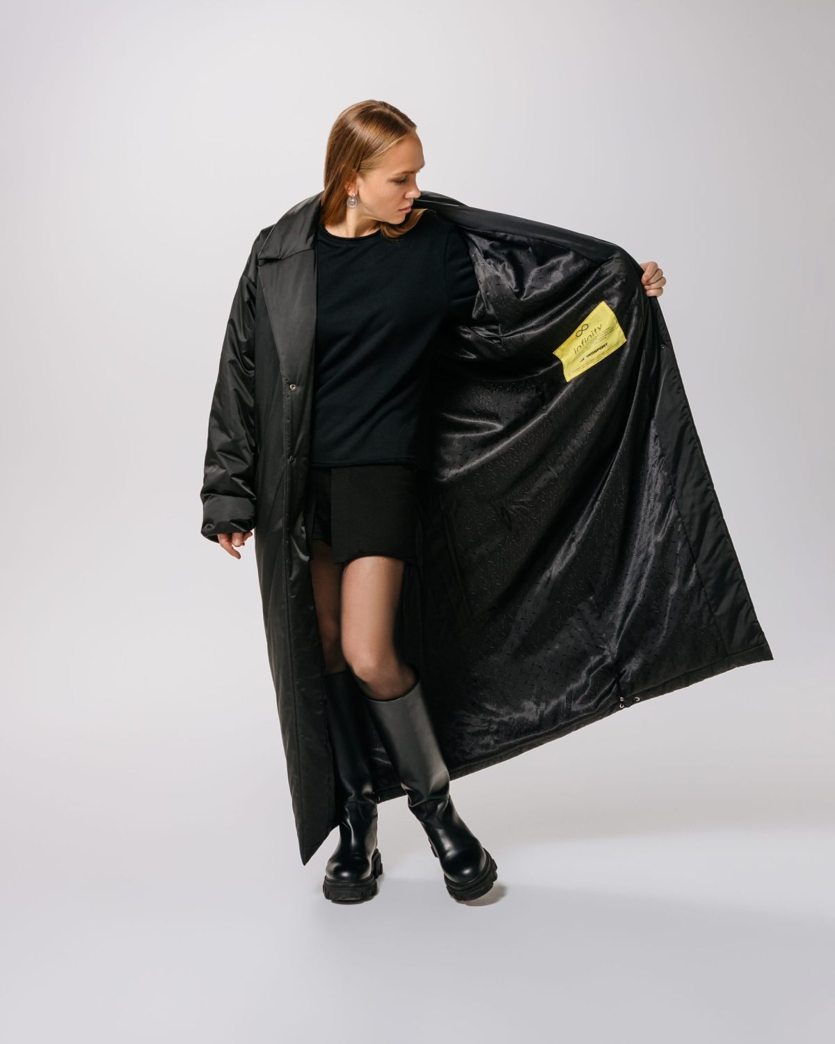 Пальто на кнопках SOBOI, INF101-W99-BLK, цвет черный