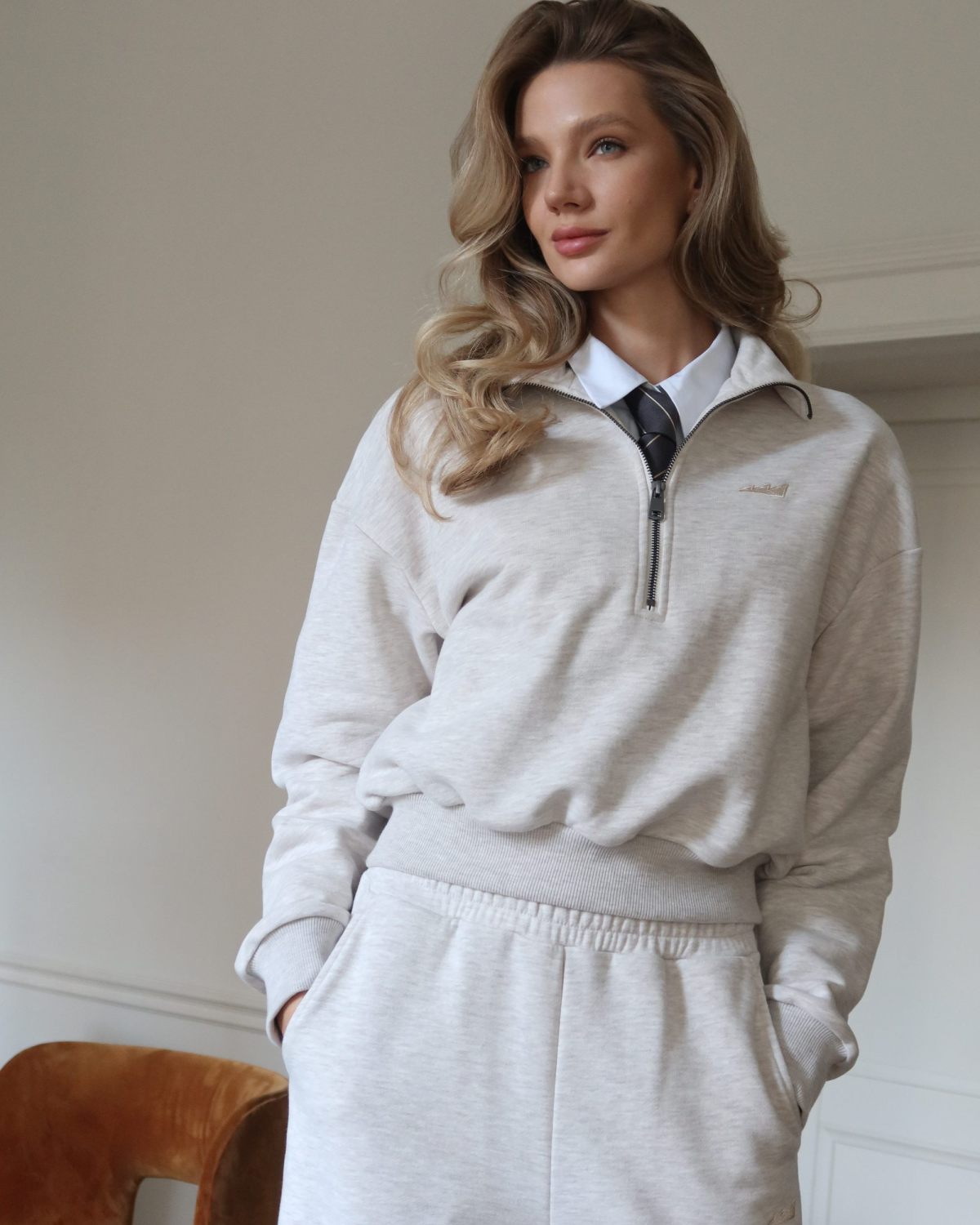 Джемпер с воротником стойкой на молнии  Classic Nikasport, W5CL32-BGE/MLG, цвет бежевый