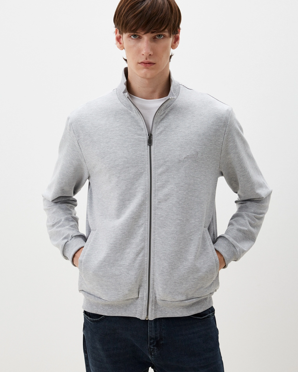 Джемпер с воротником стойкой на молнии Classic Nikasport, M5CL314-GRY/MLG, цвет серый меланж