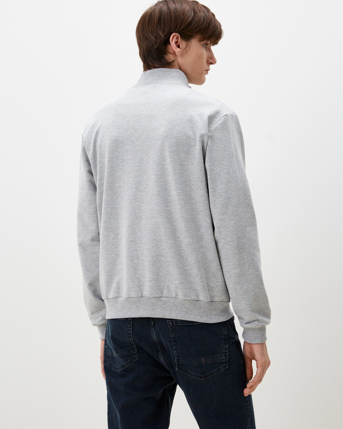 Джемпер с воротником стойкой на молнии Classic Nikasport, M5CL314-GRY/MLG, цвет серый меланж