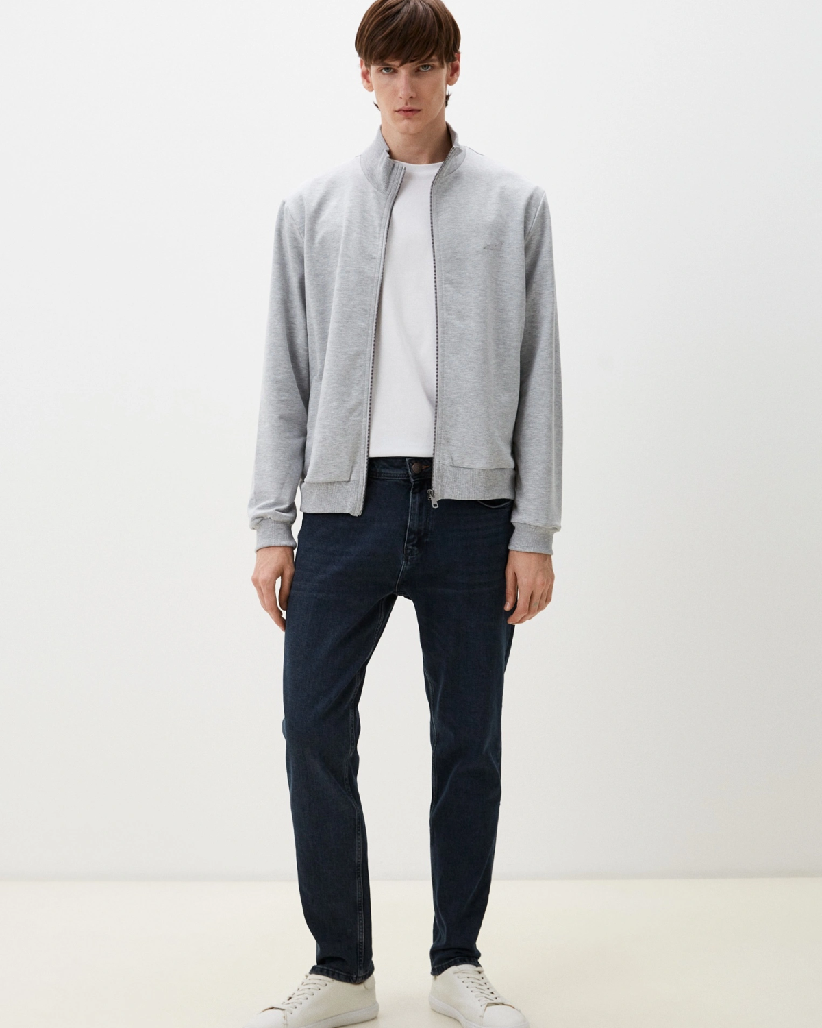 Джемпер с воротником стойкой на молнии Classic Nikasport, M5CL314-GRY/MLG, цвет серый меланж