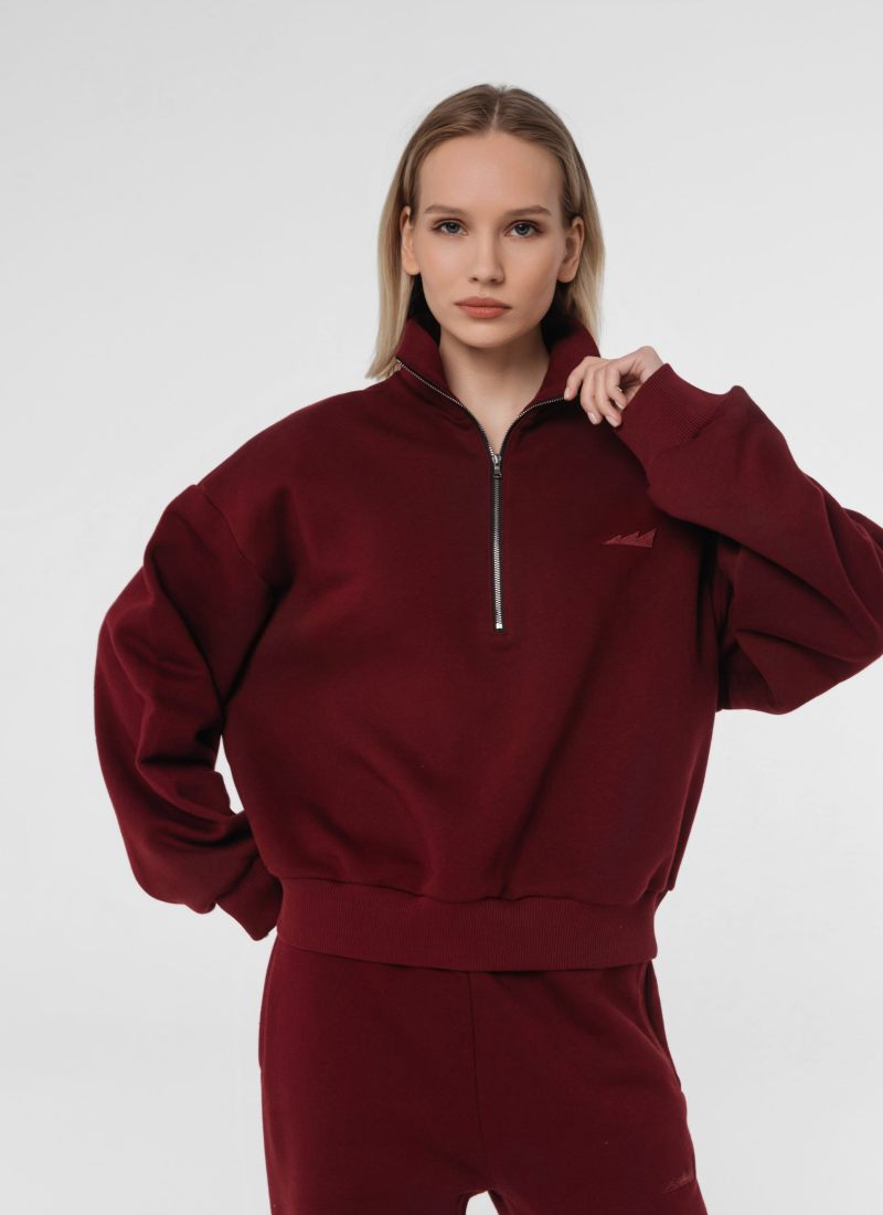 Утепленный джемпер с воротником стойкой на молнии Classic Nikasport, CL27-W11-VIN, цвет бордовый