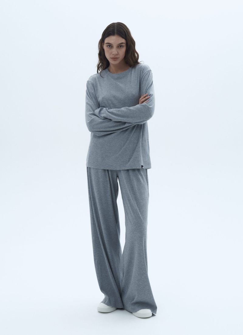 Лонгслив Classic SOBOI, W5CL41-GRY, цвет серый