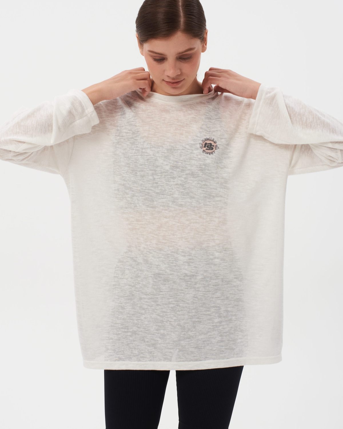 Лонгслив прозрачный SOBOI, W4SN44-WHT, цвет белый