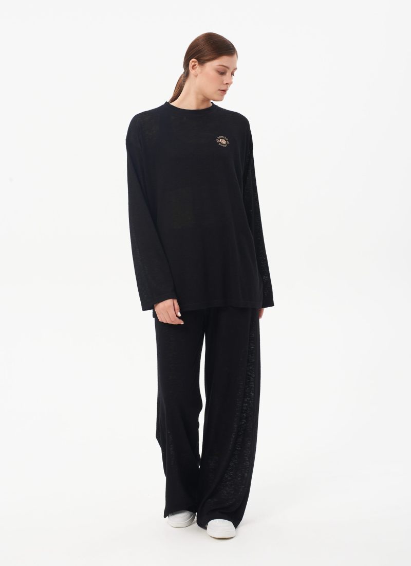 Лонгслив Oversize прозрачный Sweet nature SOBOI, W4SN44-BLK, цвет черный