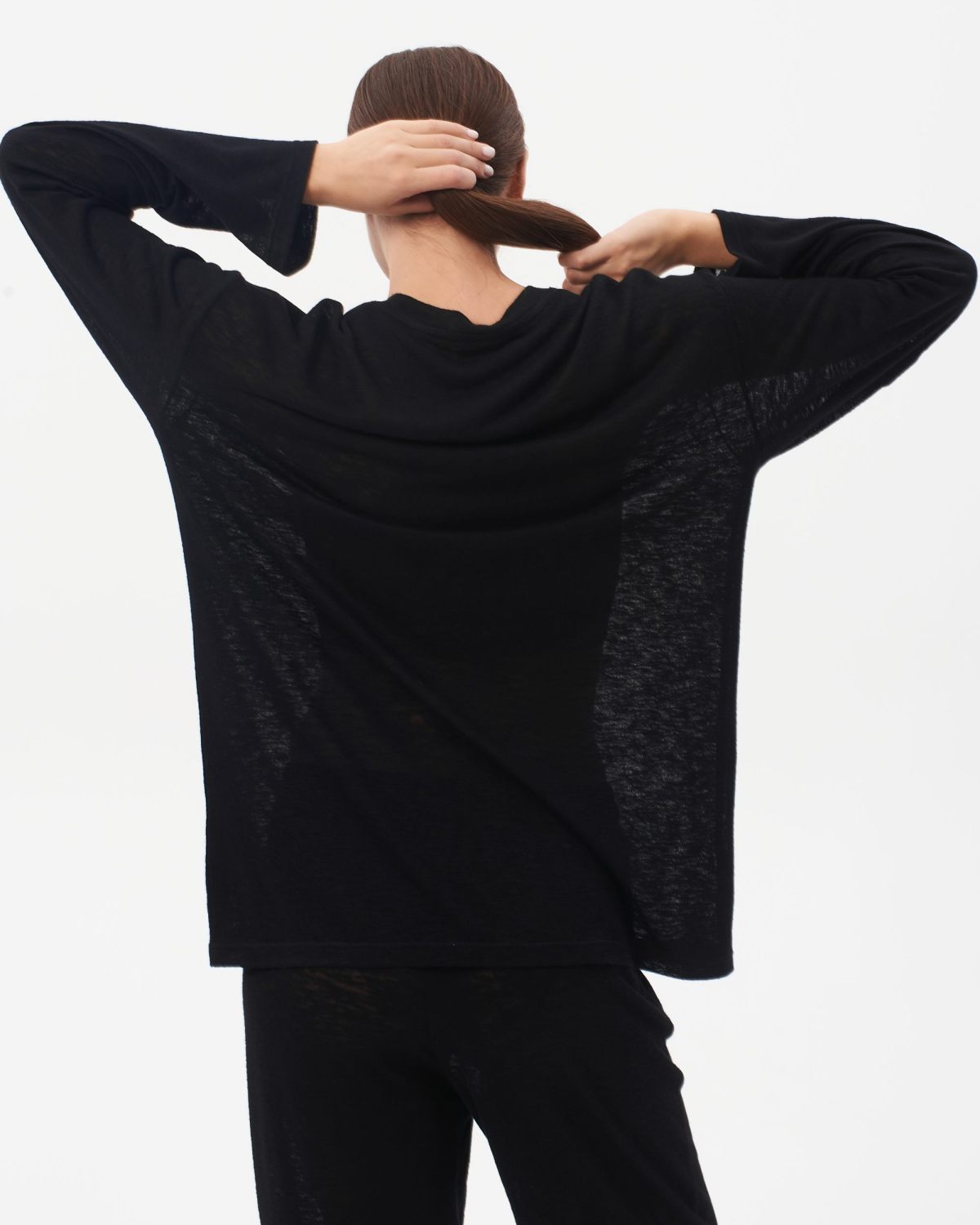 Лонгслив Oversize прозрачный Sweet nature SOBOI, W4SN44-BLK, цвет черный