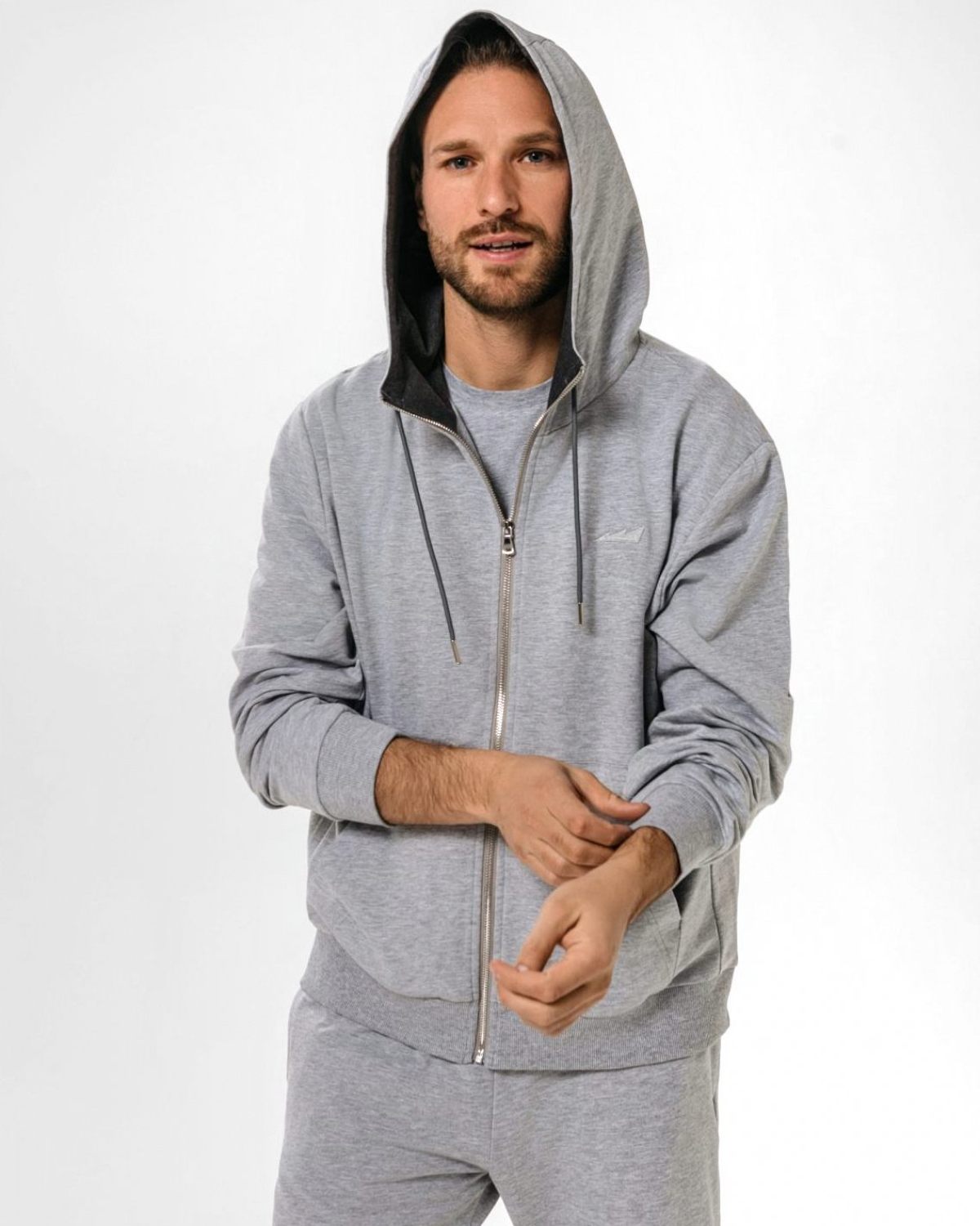 Худи на молнии Classic Nikasport, CL25-M111-GRY/MLG, цвет серый меланж