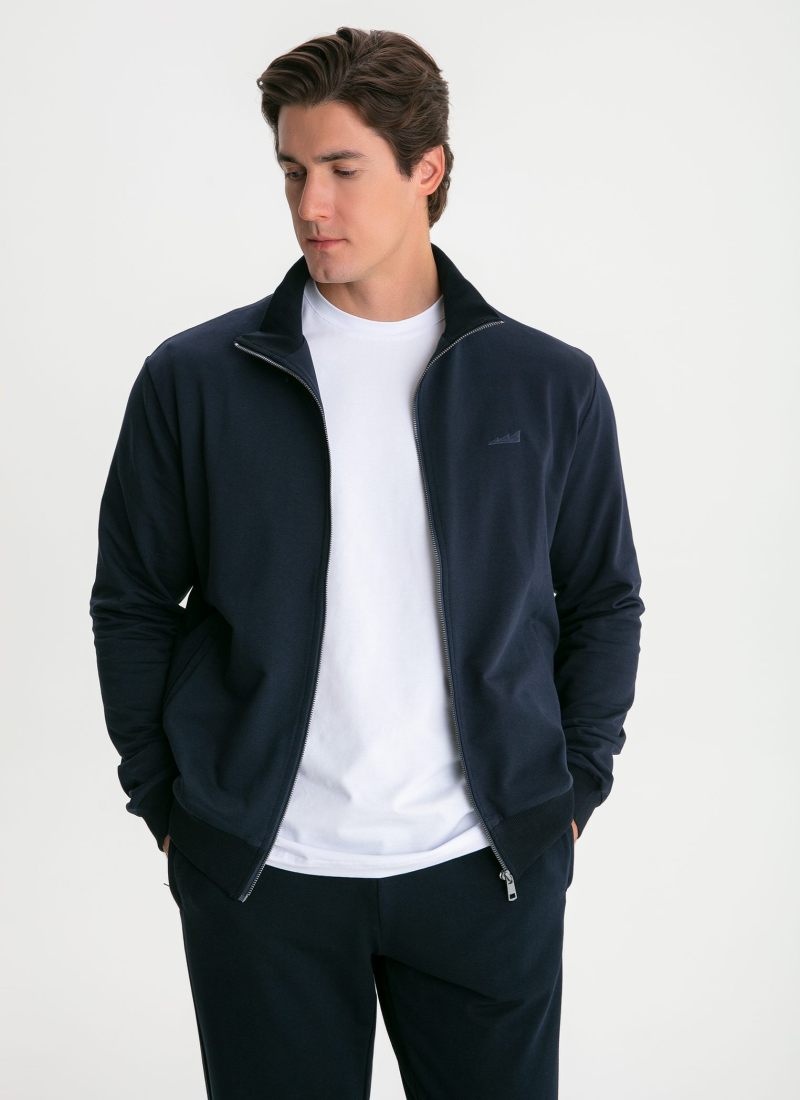 Джемпер с воротником стойкой на молнии Classic Nikasport, M5CL314-DRK/BLU, цвет темно-синий
