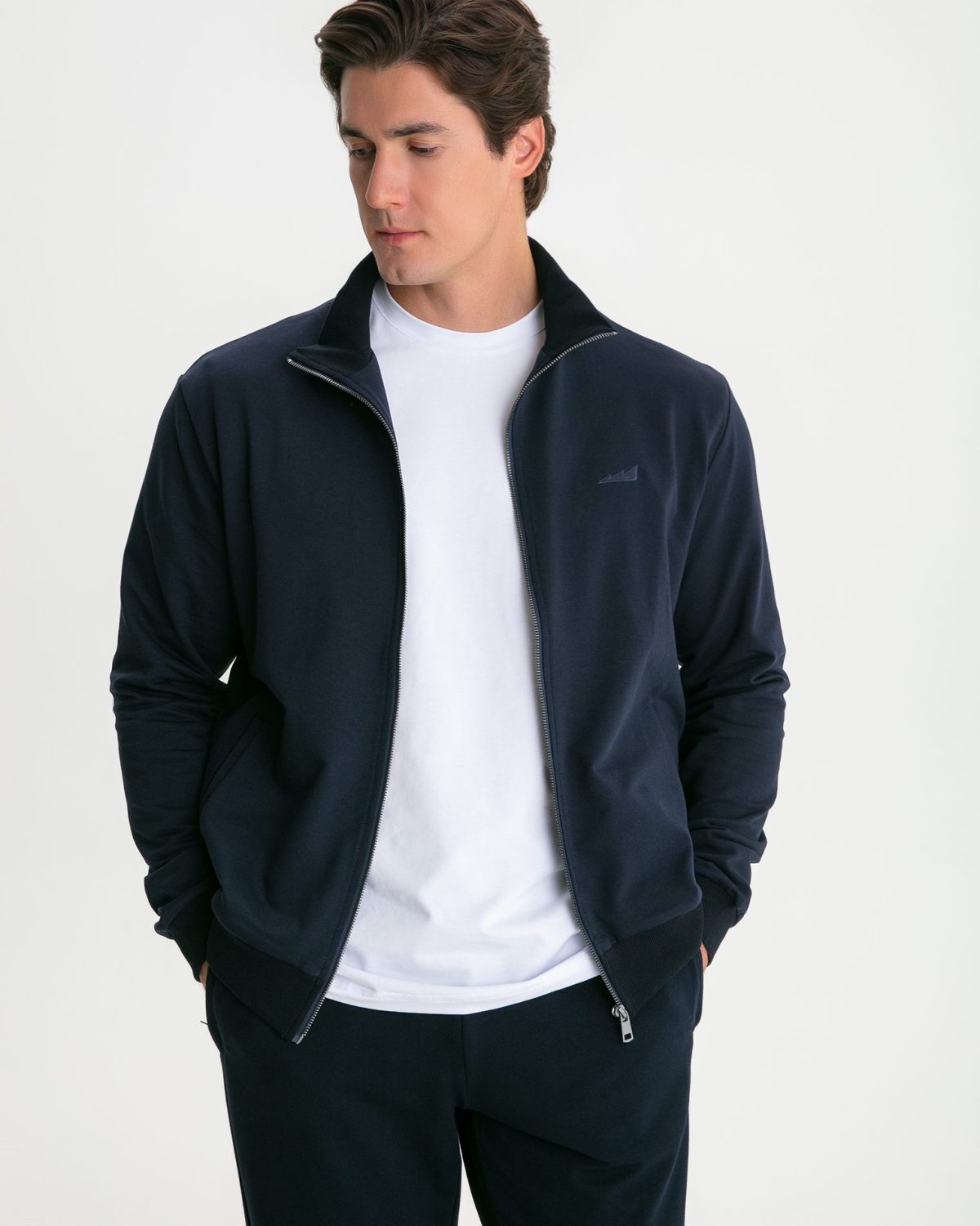 Джемпер с воротником стойкой на молнии Classic Nikasport, M5CL314-DRK/BLU, цвет темно-синий