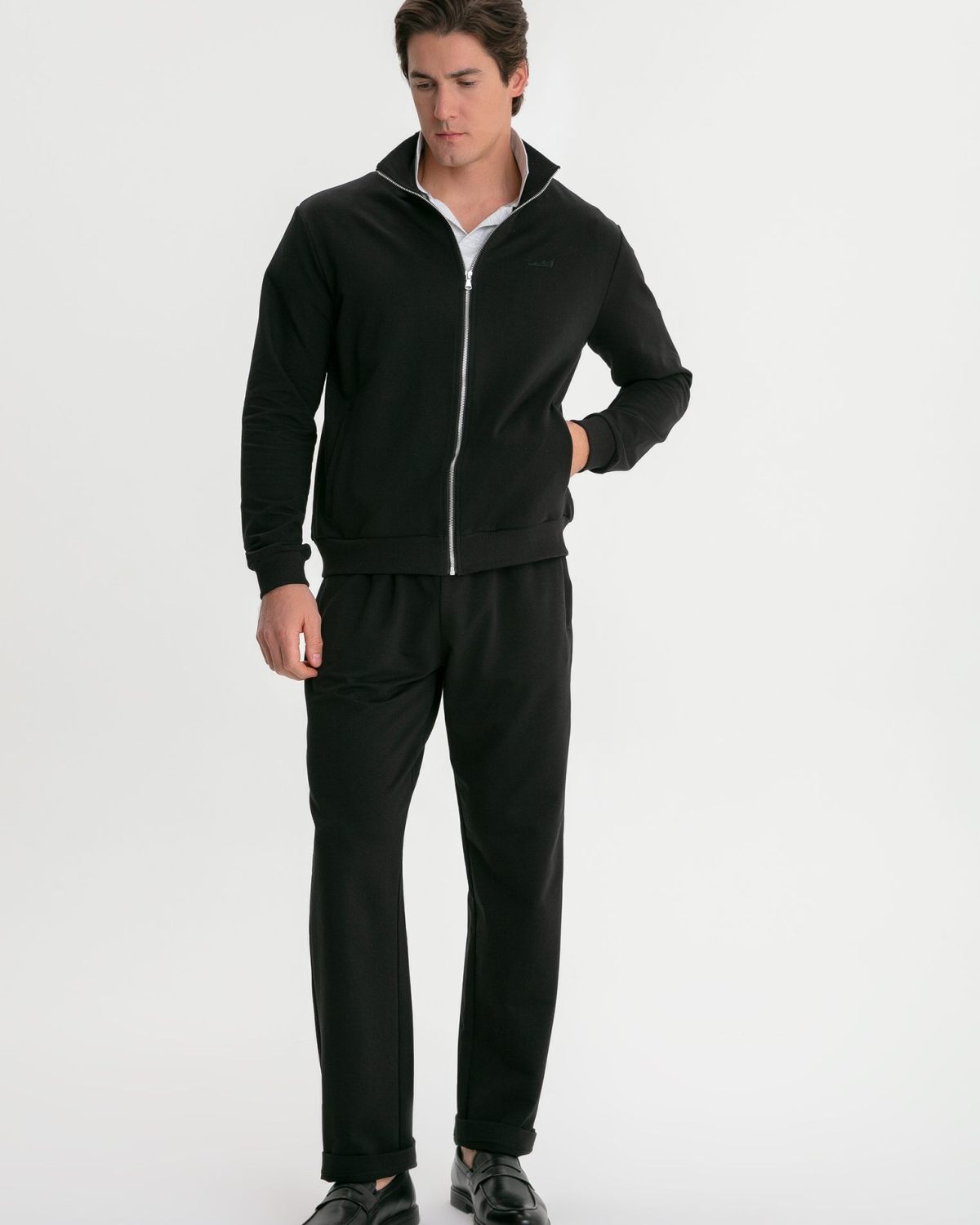 Джемпер с воротником стойкой на молнии Classic Nikasport, M5CL314-BLK, цвет черный