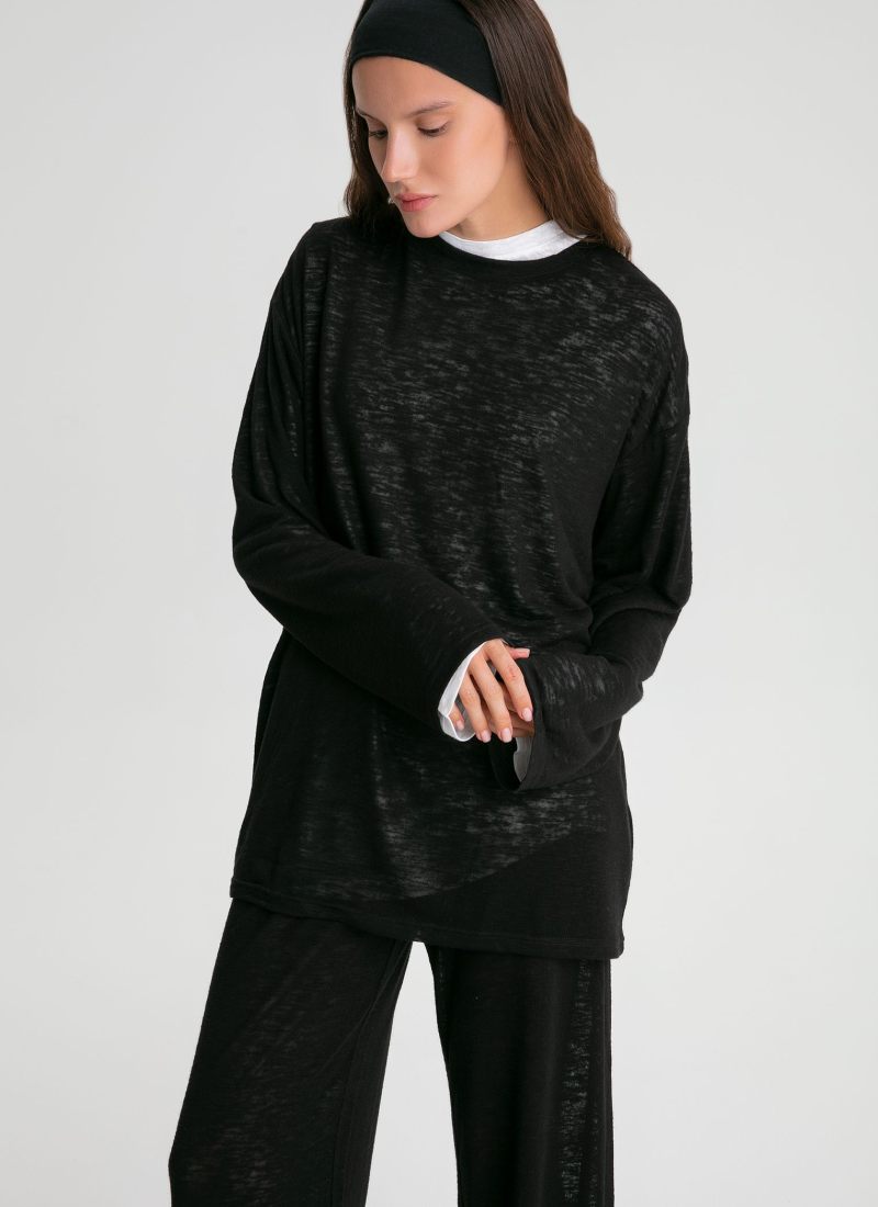 Лонгслив полупрозрачный Oversize Softwear Nikasport, W4SFW411-BLK, цвет черный