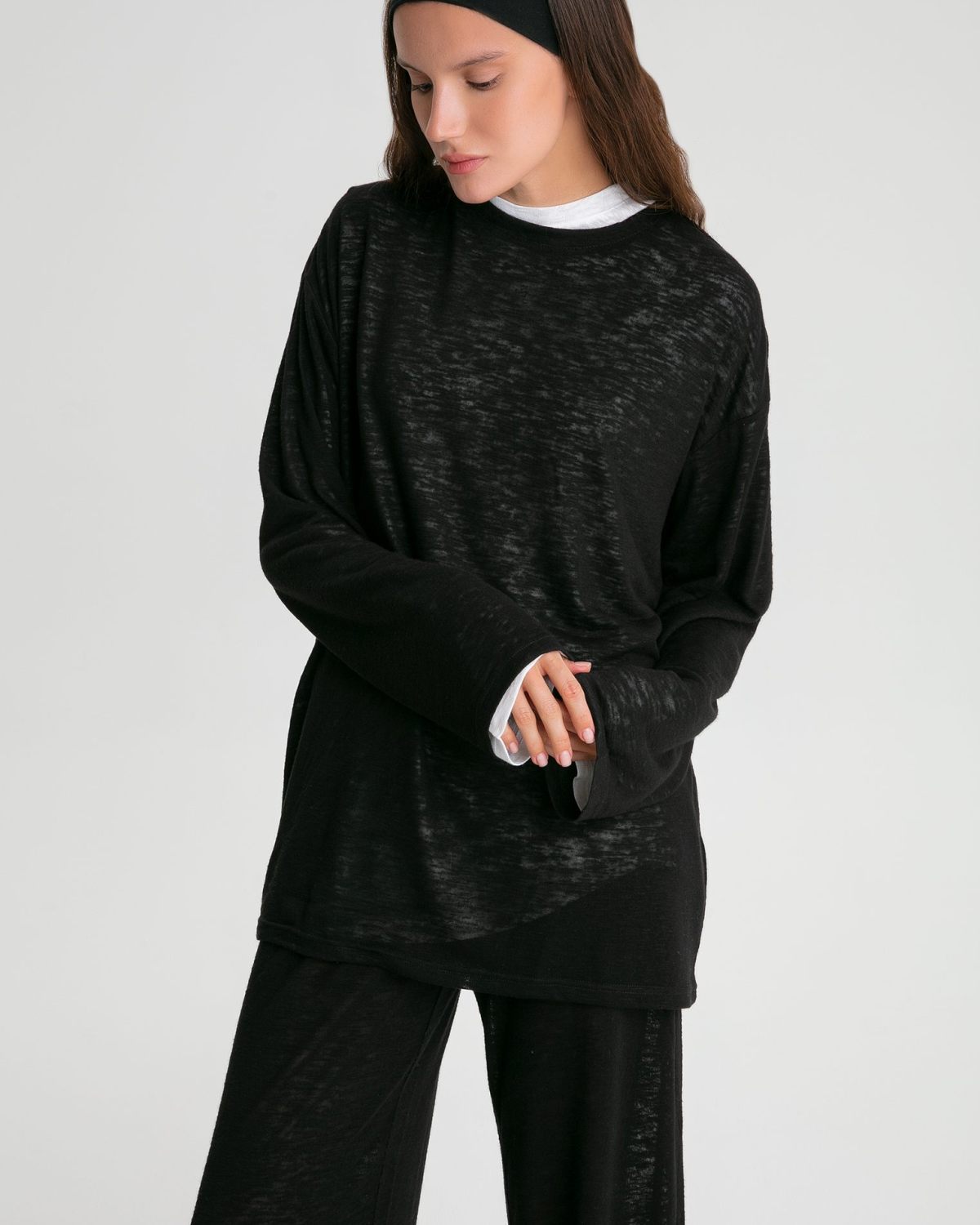 Лонгслив полупрозрачный Oversize Softwear Nikasport, W4SFW411-BLK, цвет черный