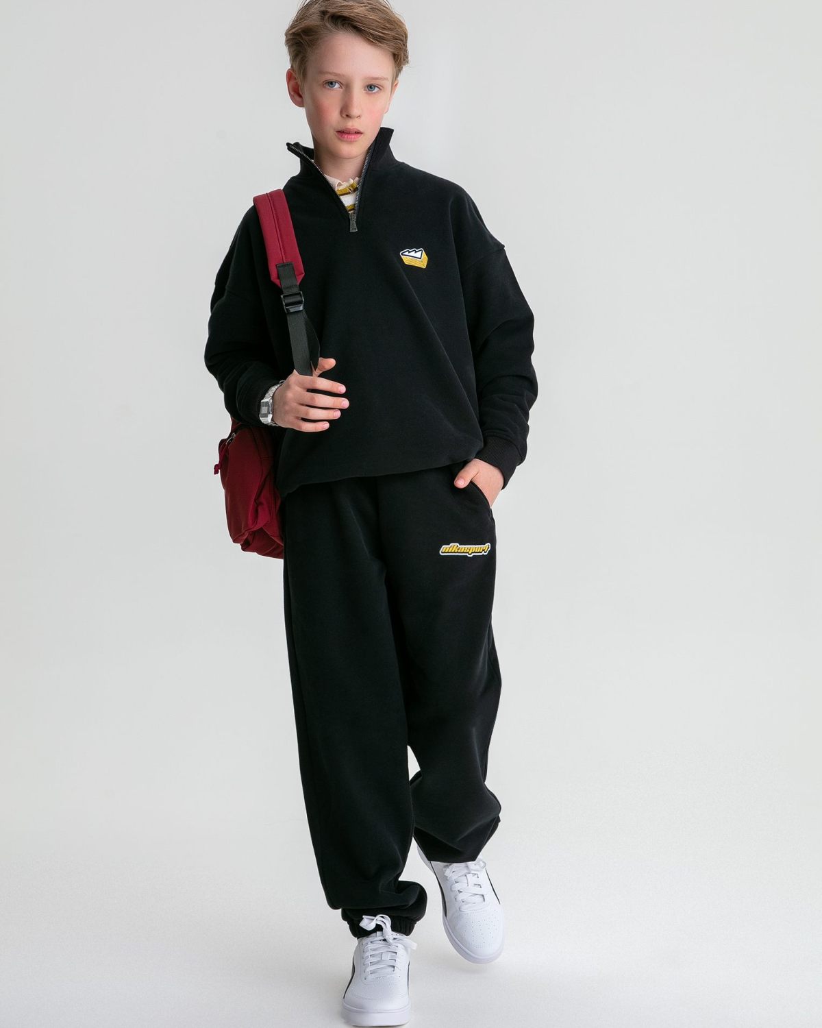 Детский джемпер с воротником стойкой на молнии Legendary Drop Nikasport, U7LD32-BLK, цвет черный