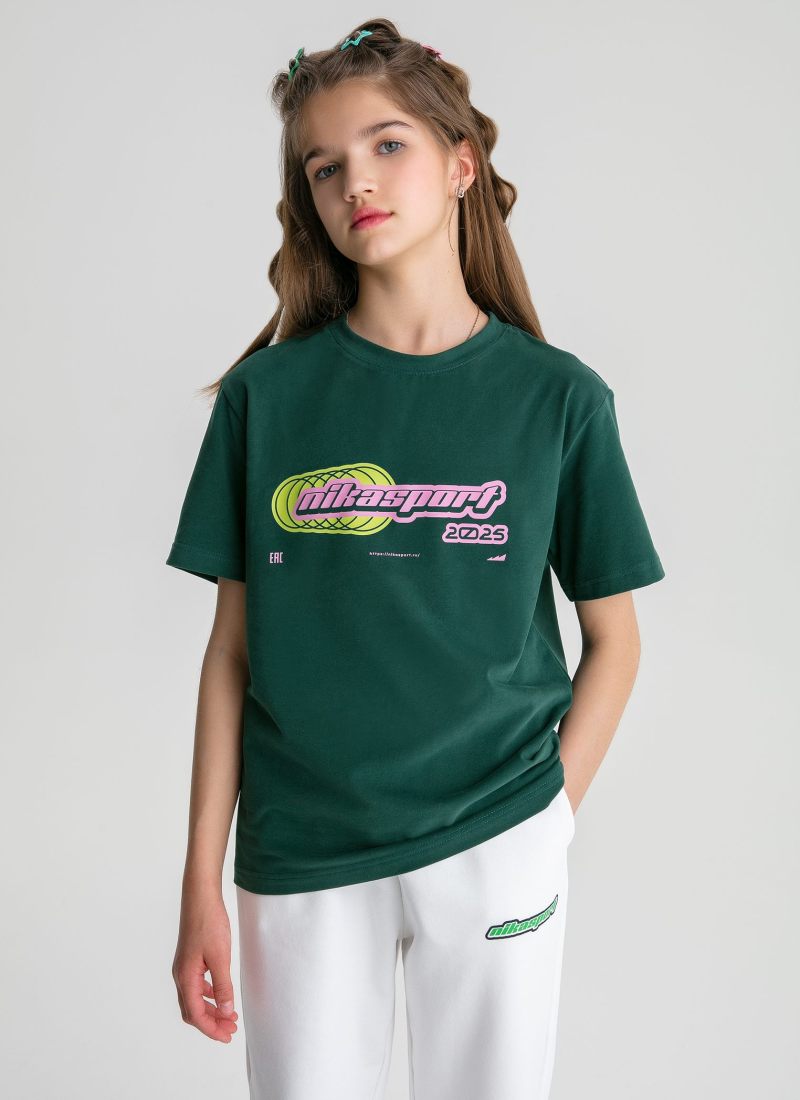 Детская футболка Oversize Legendary Drop Nikasport, U7LD43-DRK/GRN, цвет зеленый