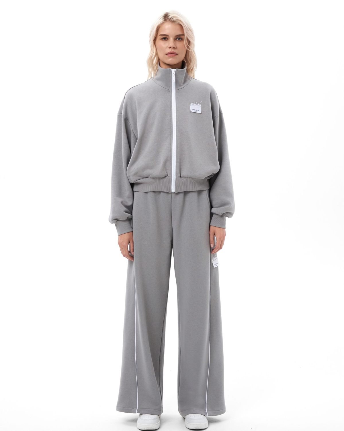 Джемпер с воротником стойкой на молнии Indigo Nikasport, W3IND32-GRY, цвет серый