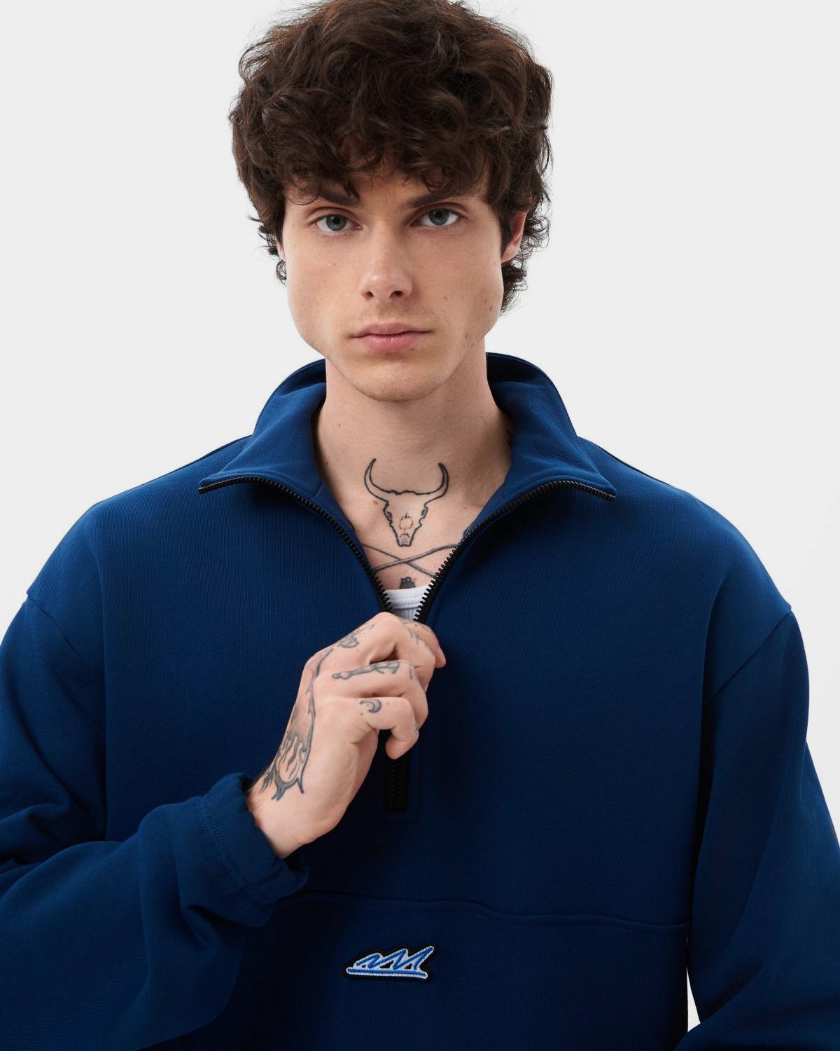 Джемпер с воротником стойкой на молнии Indigo Nikasport, M3IND32-DRK/BLU, цвет темно-синий