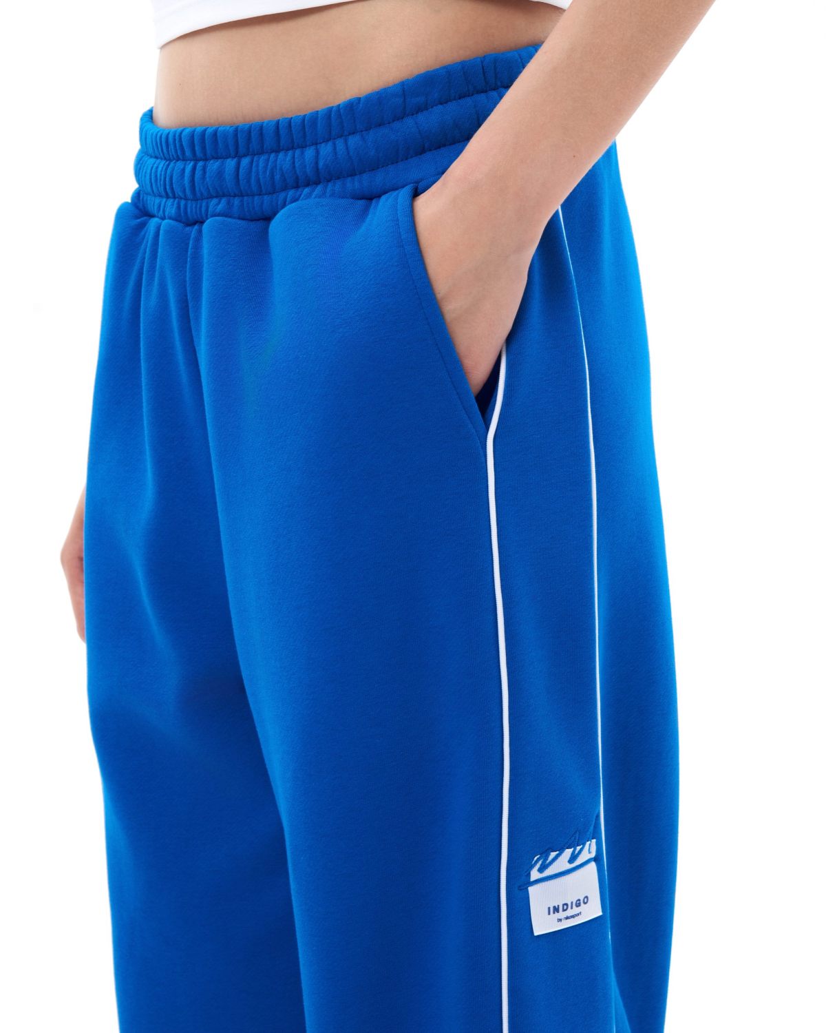 Брюки широкие с контрастными кантами Indigo Nikasport, W3IND84-BLU, цвет синий